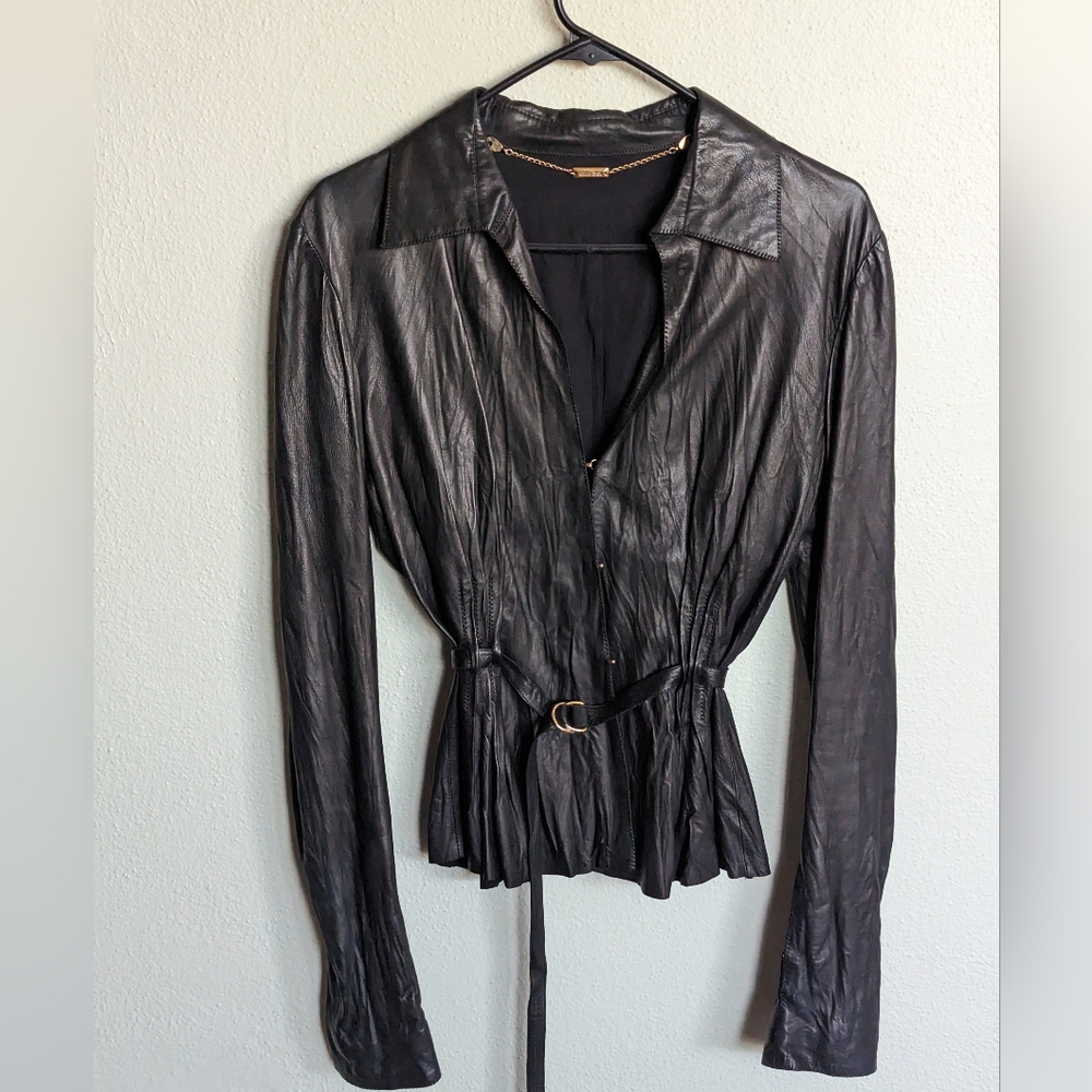 ๐โจR.CAVALLI ROSES LEATHER BLAZER - Picture 4 of 12